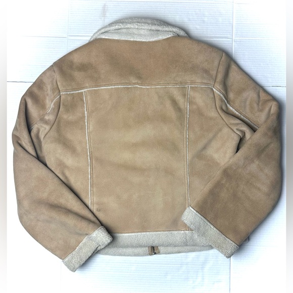 Aeropostale Quality Outerwear Women's XL Tan Sherpa lined Faux Suede Vintage Y2K - Picture 6 of 7